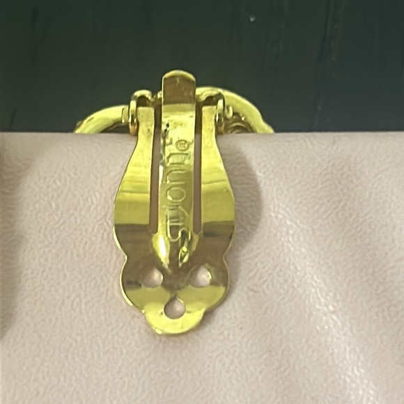 St. John clip on gold tone earrings - Picture 3 of 4